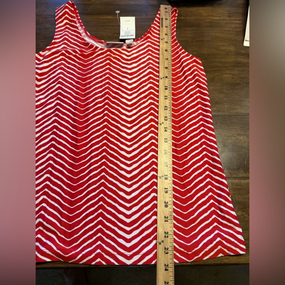 Chicos Red Chevron Zig Zag Contemporary Tank Top Womens SZ 1 New Casual Summer - Picture 8 of 8
